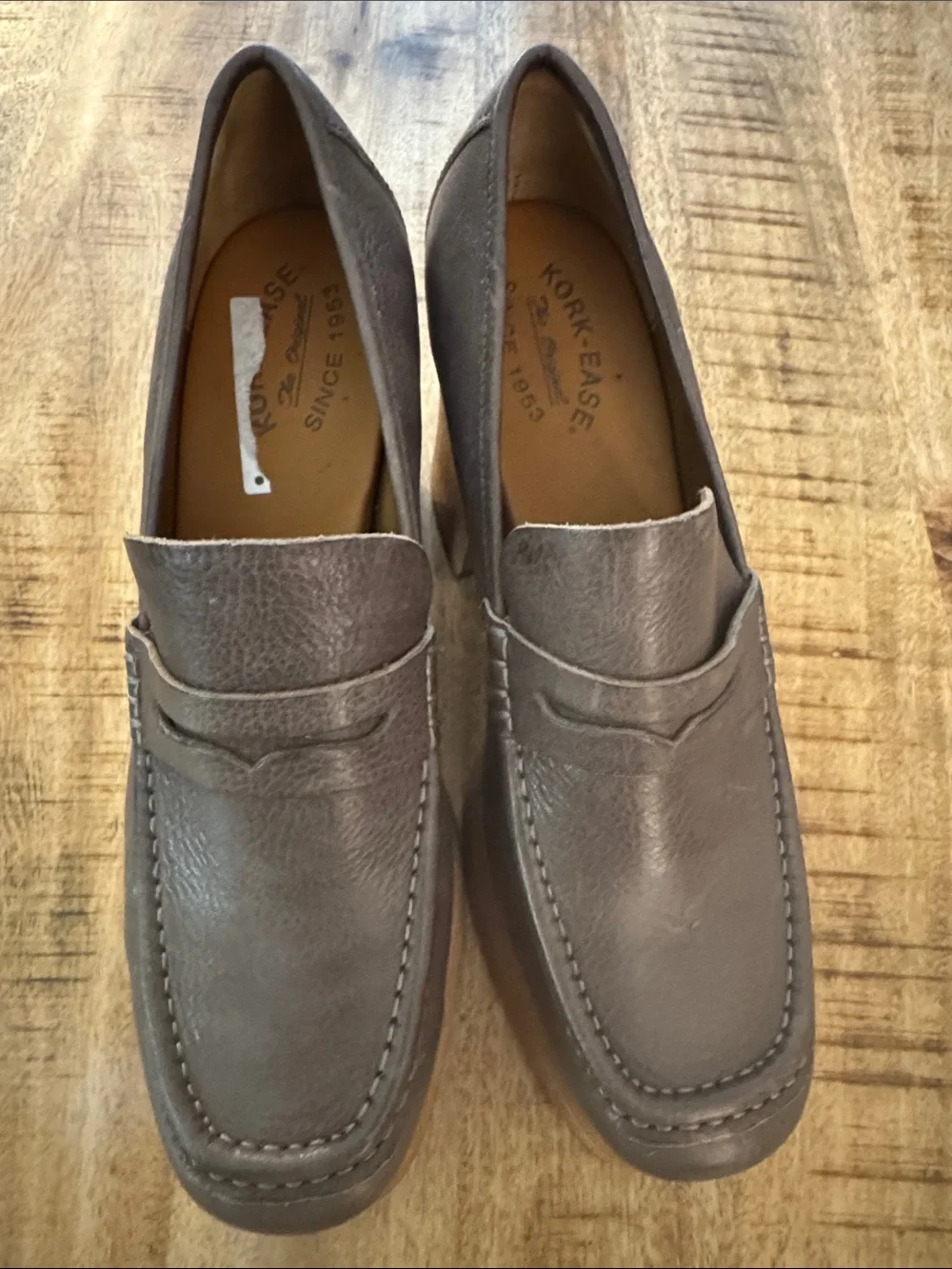 Kork Ease Barbara Women's Gray Leather Platform Loafer Heels mules NEW 9.5 9 1/2